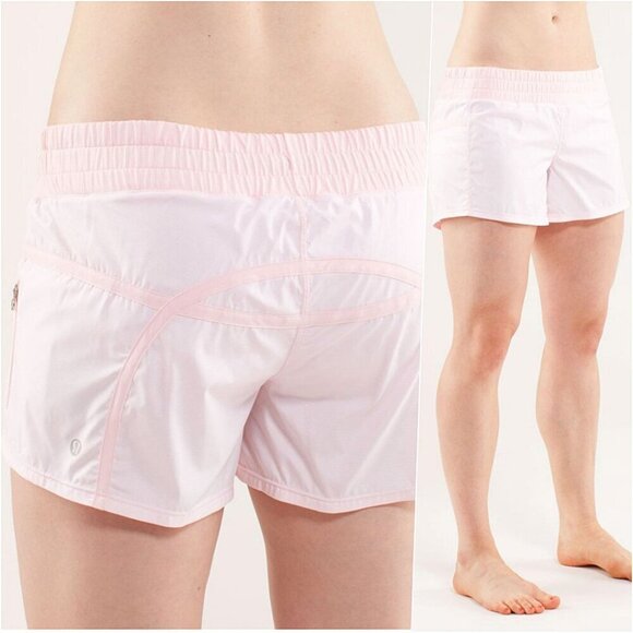 Lululemon Run Tracker Short II w/Liner White Blush Pink 8 NWOT - Picture 1 of 15